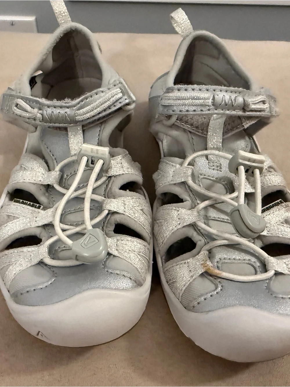 Keen Silver Sport Sandal with Elastic Lace & Velcro